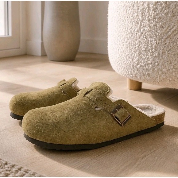 Birkenstock Shoes - Birkenstock Boston Shearling Clogs EU 41 /Ladies 10 Sage Green Suede Shoes Mules